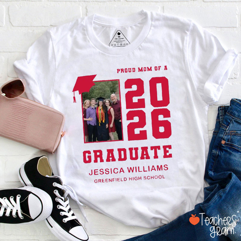 Personalized Photo Proud Family Graduation Teacher T-Shirt