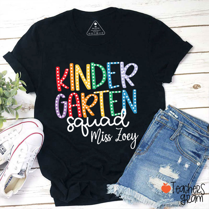 Personalized Name And Grade Squad Light Strip Font Teacher T-Shirt