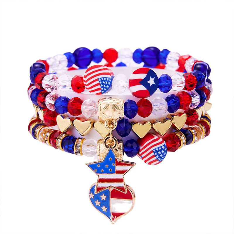 American Flag Pendant Teacher Metal Bracelet