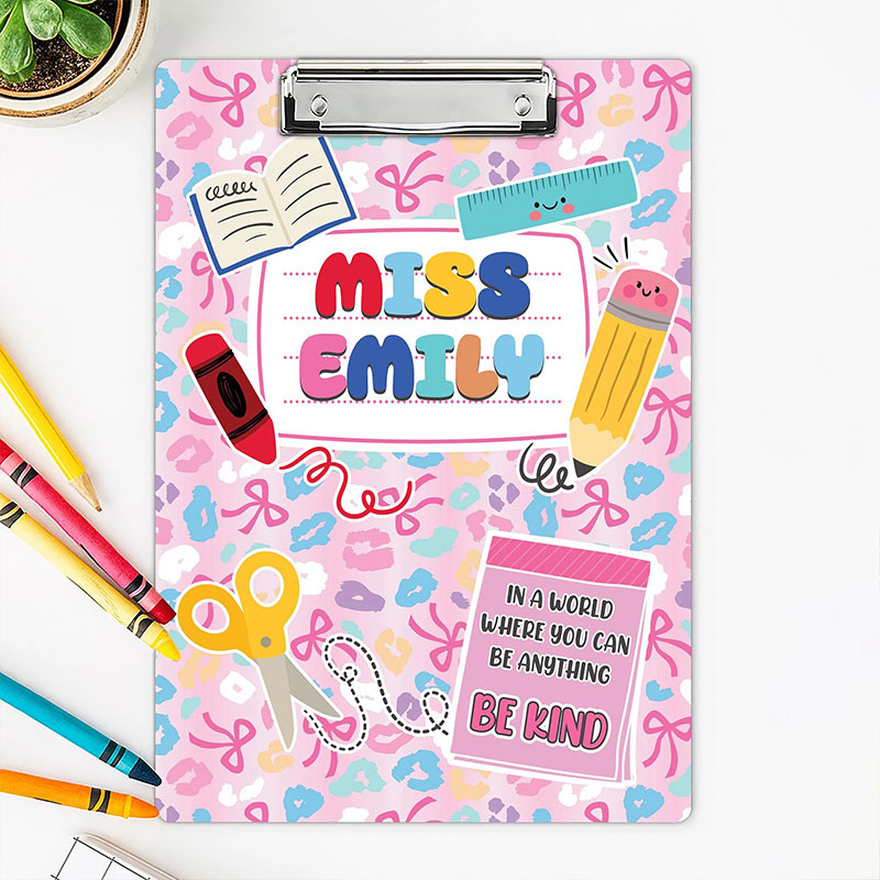 Personalized In A World Where You Can Be Anything Be Kind Teacher Clipboard