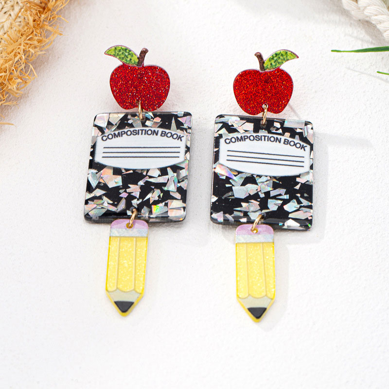 Composition Book With Pencil Teacher Acrylic Earrings