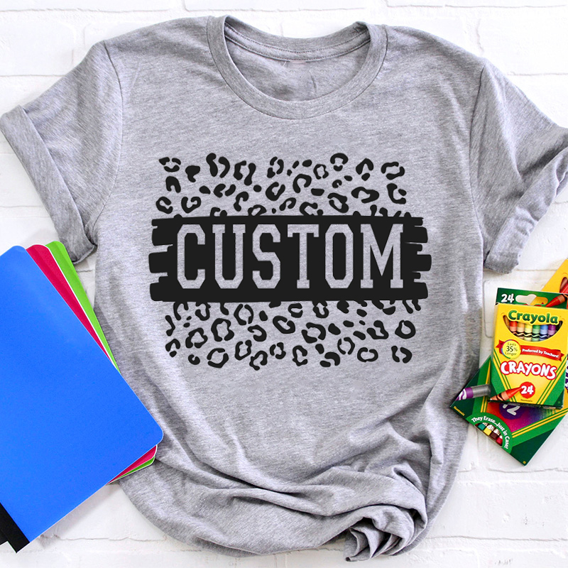 Personalized Leopard Print Hollow Teacher T-Shirt