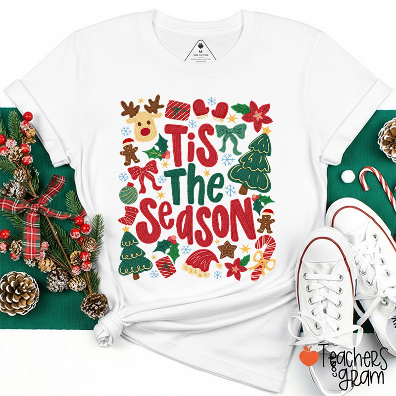 Faux Yarn Tis The Season Teacher T-Shirt