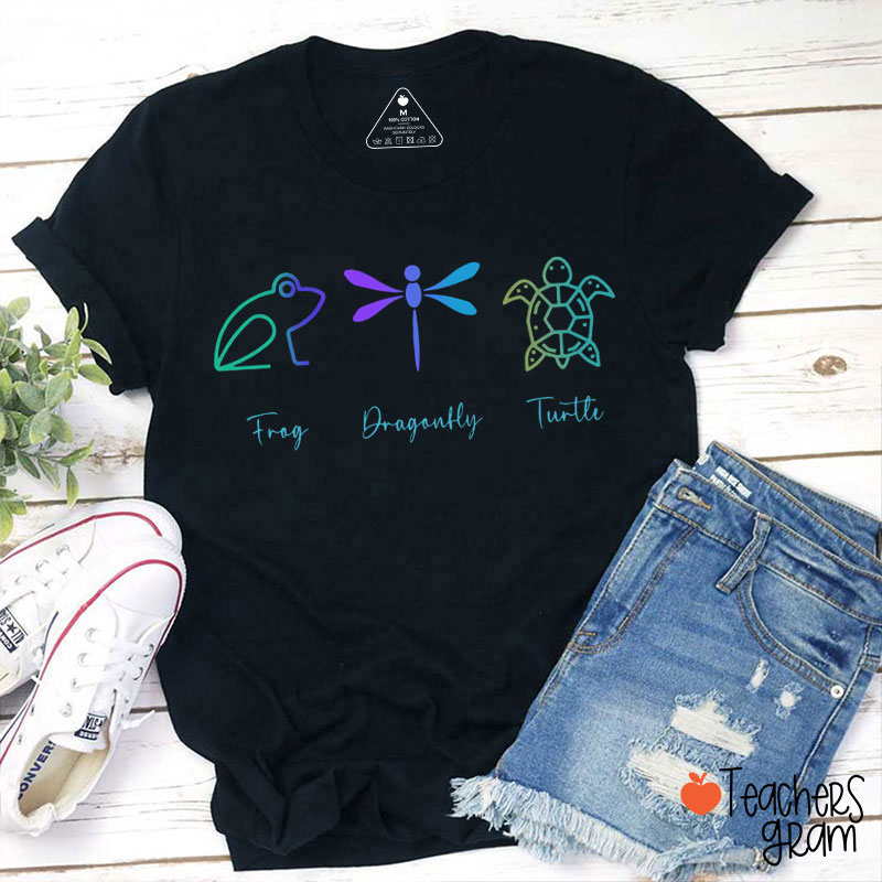 Frog Dragonfly Turtle FDT Teacher T-Shirt