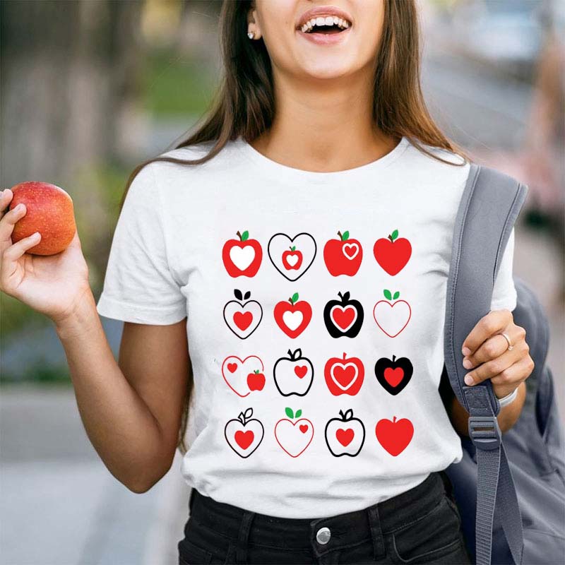 Cute Apple Heart Teacher T-Shirt