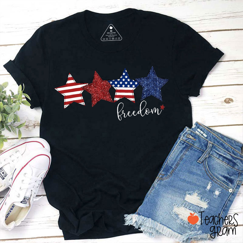 Patriotic Stars Freedom Teacher T-Shirt