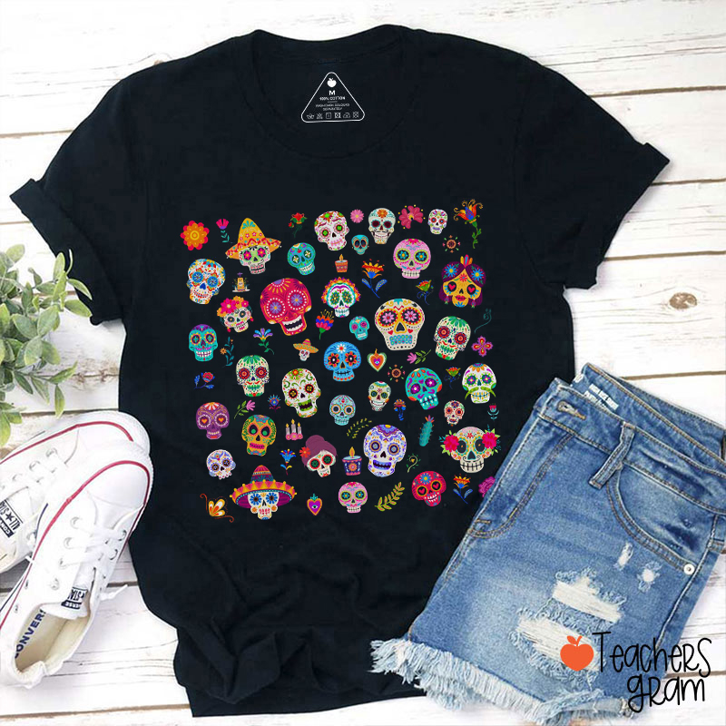 Sugar Skull Día De Los Muertos Spanish Teacher T-Shirt