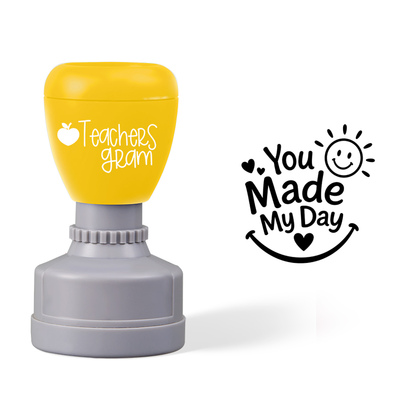 You Made My Day Sun Smile Heart Pattern Teacher Stamp