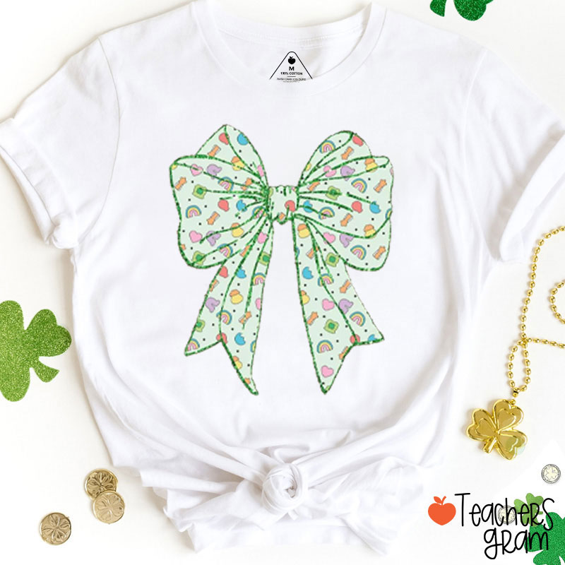 St Patricks Coquette Bow Teacher T-Shirt