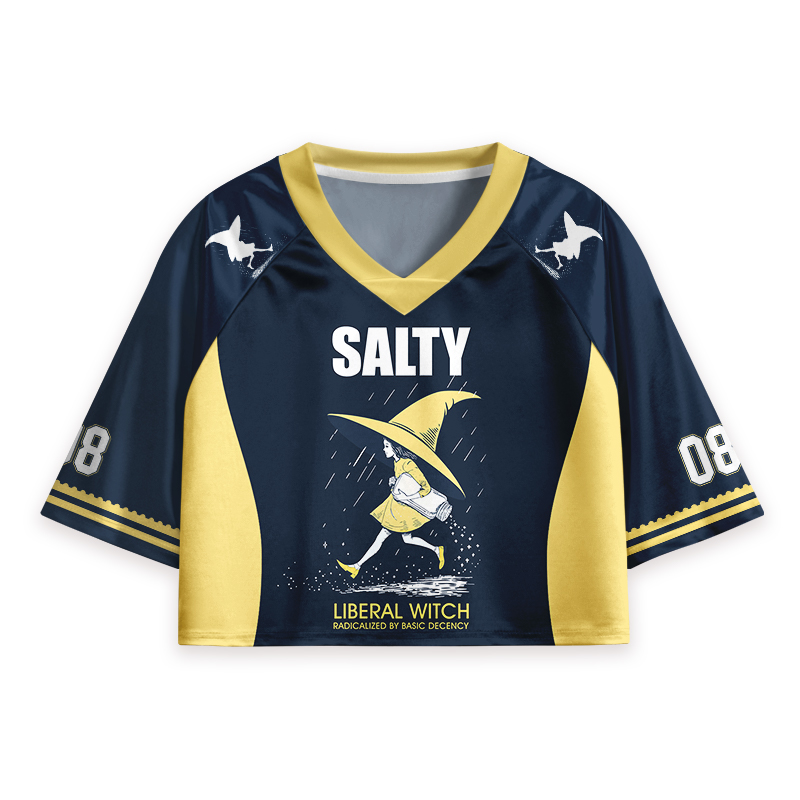 Salty Liberal Witch Radicalized By Basic Decency Teacher Crop Jersey