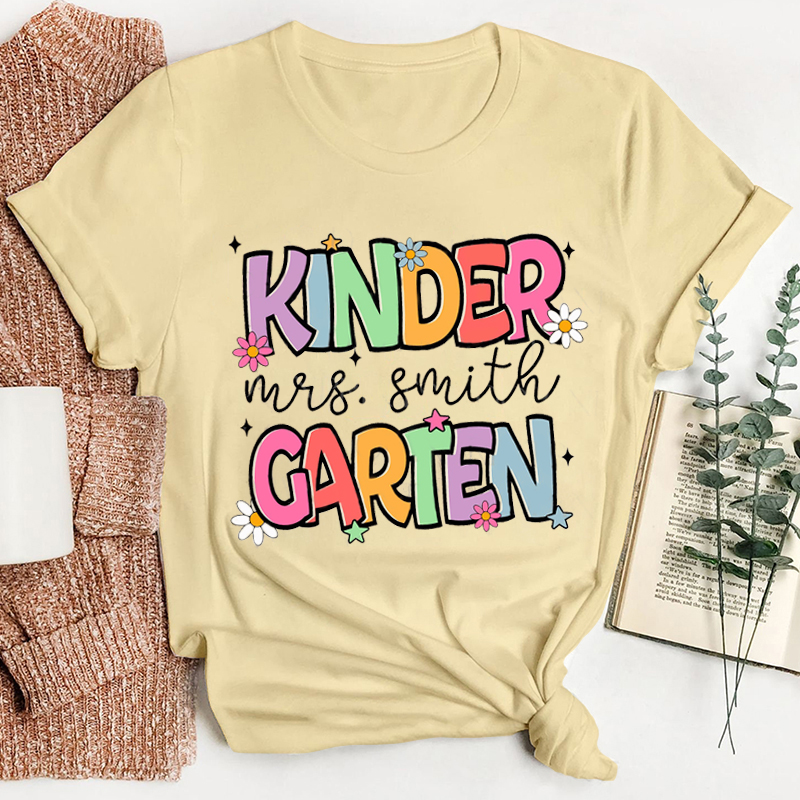 Personalized Teacher's Name And Grade Colorful Alphabet Design Teacher T-Shirt Sale-Teachersgram