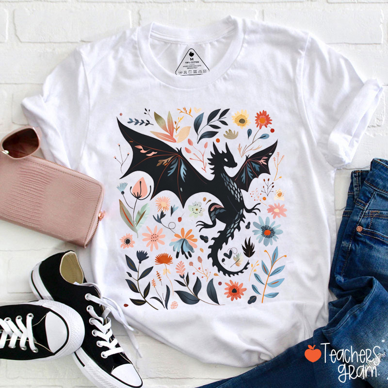 Abraxos Fantasy Dragon Book Lover Teacher T-Shirt