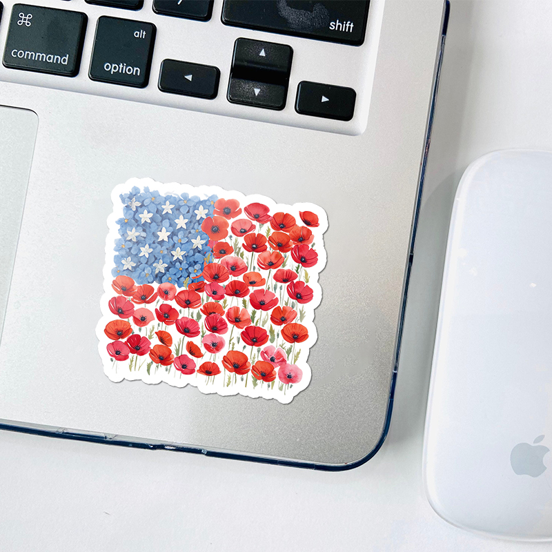 Floral USA Flag 250th Anniversary Teacher Stickers