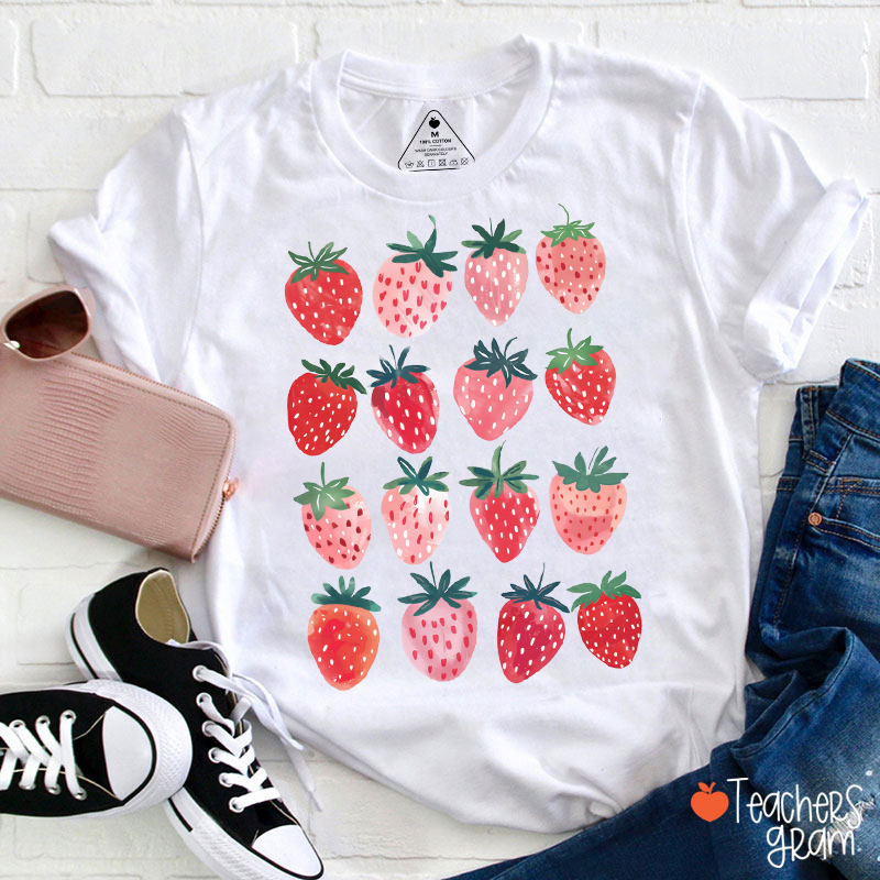 Strawberry Cottagecore Summer Berries Teacher T-Shirt