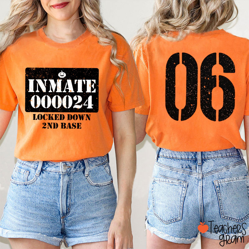 Personalized Sports Inmate Halloween Jersey Teacher Two Sided T-Shirt