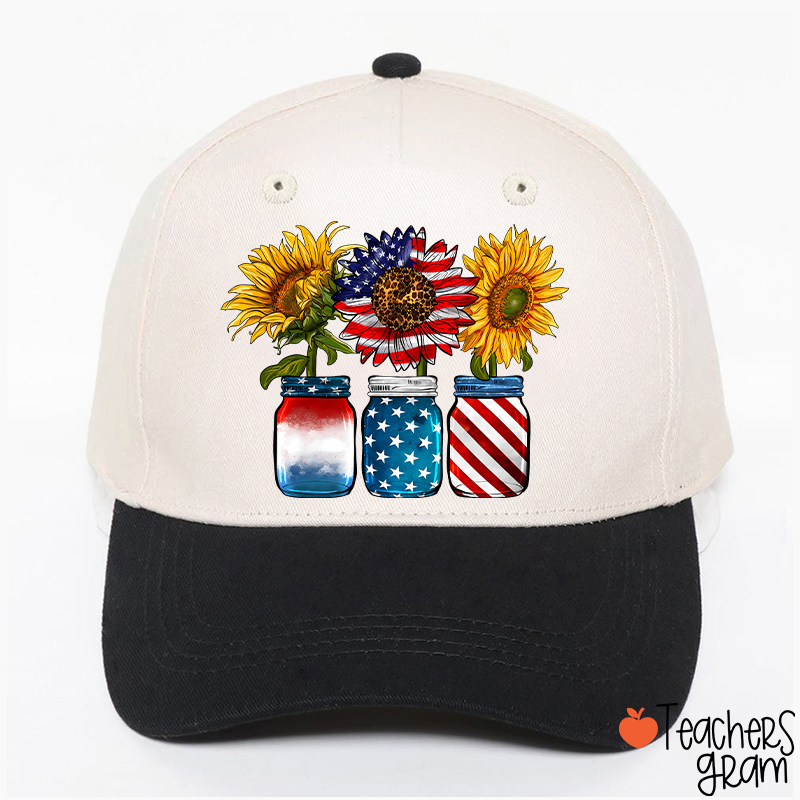 America Sunflower Teacher Baseball Cap