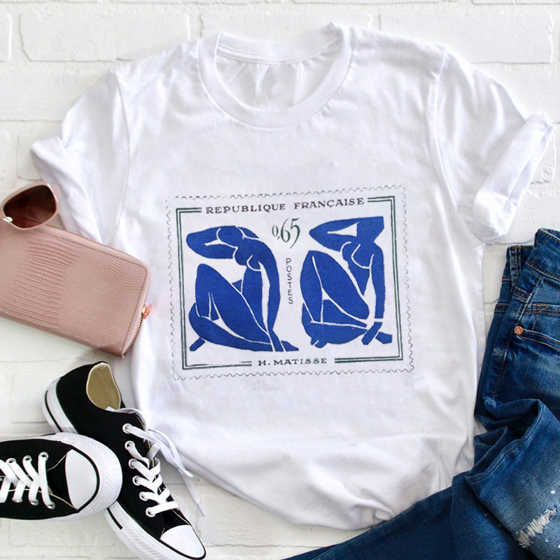 Abstraction Blue Nudes Art Teacher T-Shirt