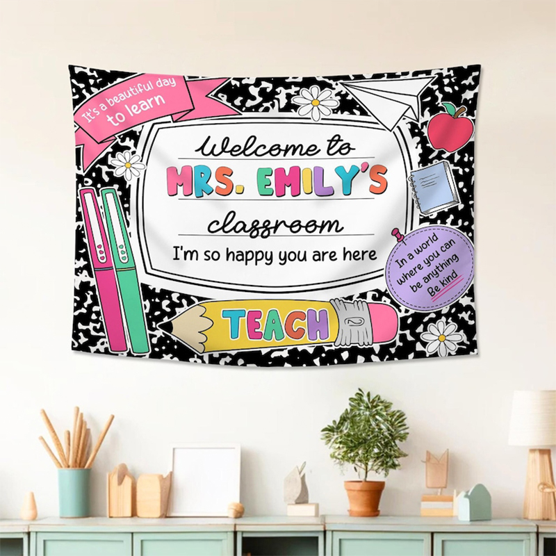 Personalized Welcome To This Class I'm So Happy You Are Here Teacher Classroom Tapestry