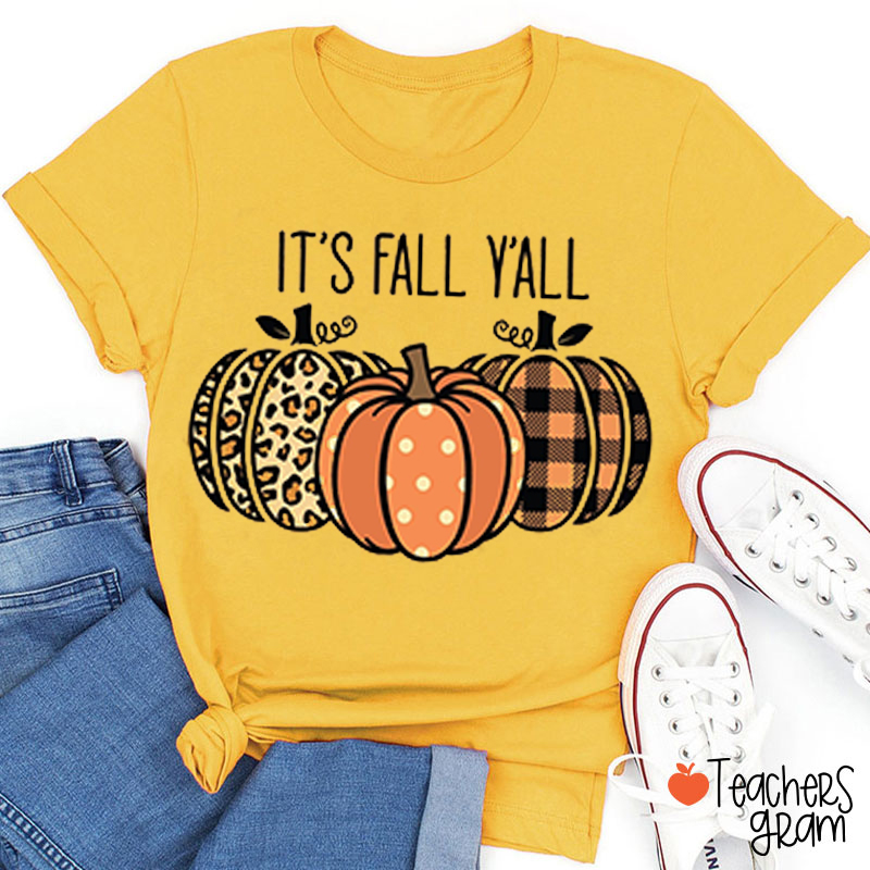 It's Fall Y'all Cute Pumpkin Teacher T-Shirt