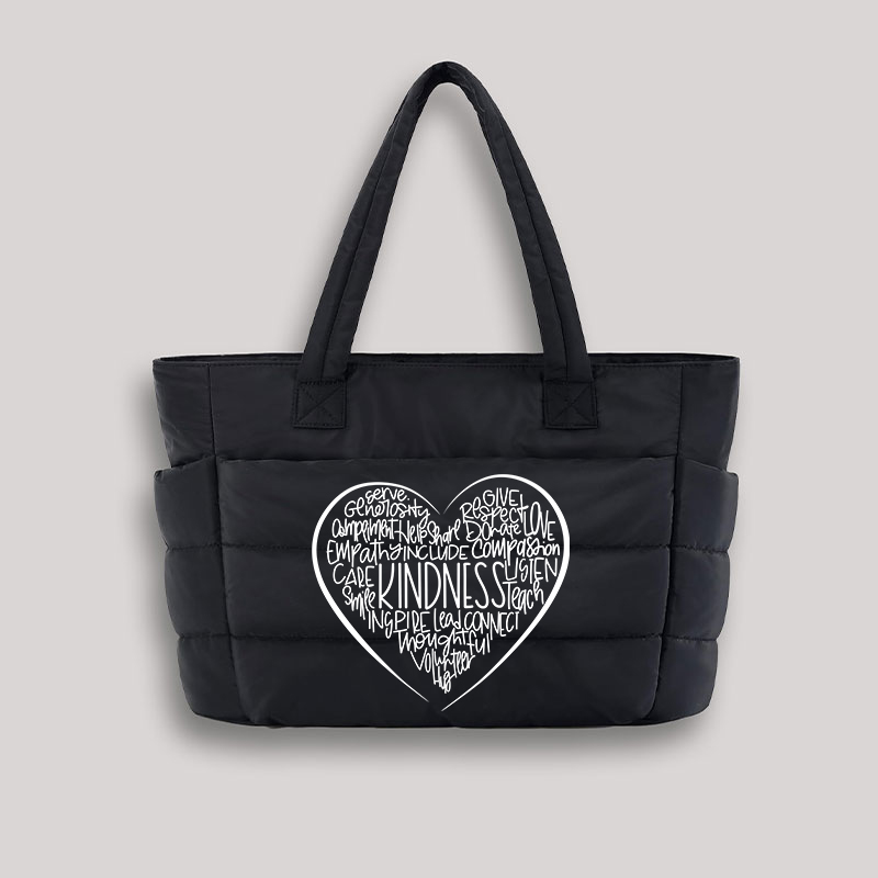 Kindness Teach Smile Teacher Puffy Tote Bag