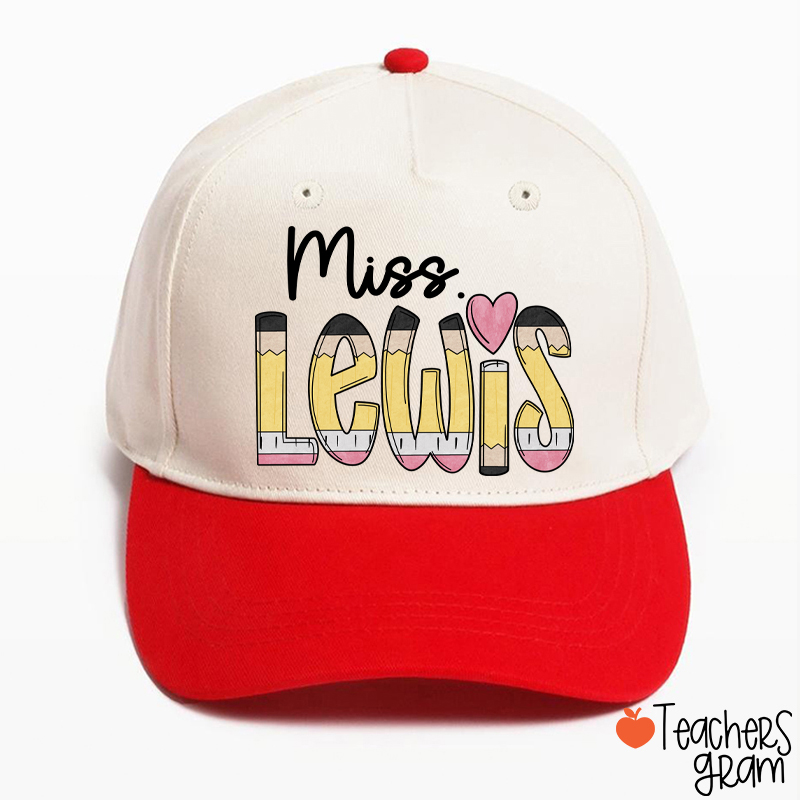 Personalized Pencil Name Teacher Baseball Cap