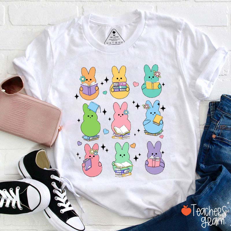 Colorful Rabbit Reading Teacher T-Shirt