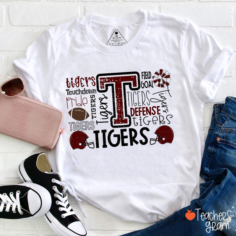 Personalized Mascot Football Pride Defense Field Goal Teacher T-Shirt