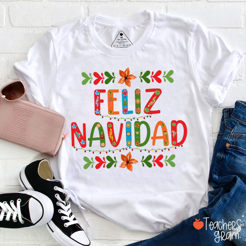 Feliz Navidad Christmas Spanish Teacher T-Shirt
