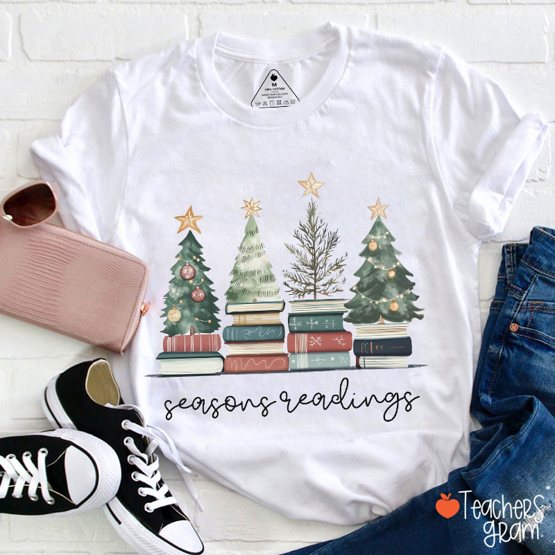 Bookish Christmas Seasons Readings Teacher T-Shirt
