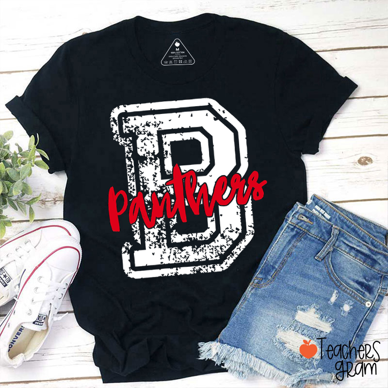 Personalized School Mascot Distressed Teacher T-Shirt