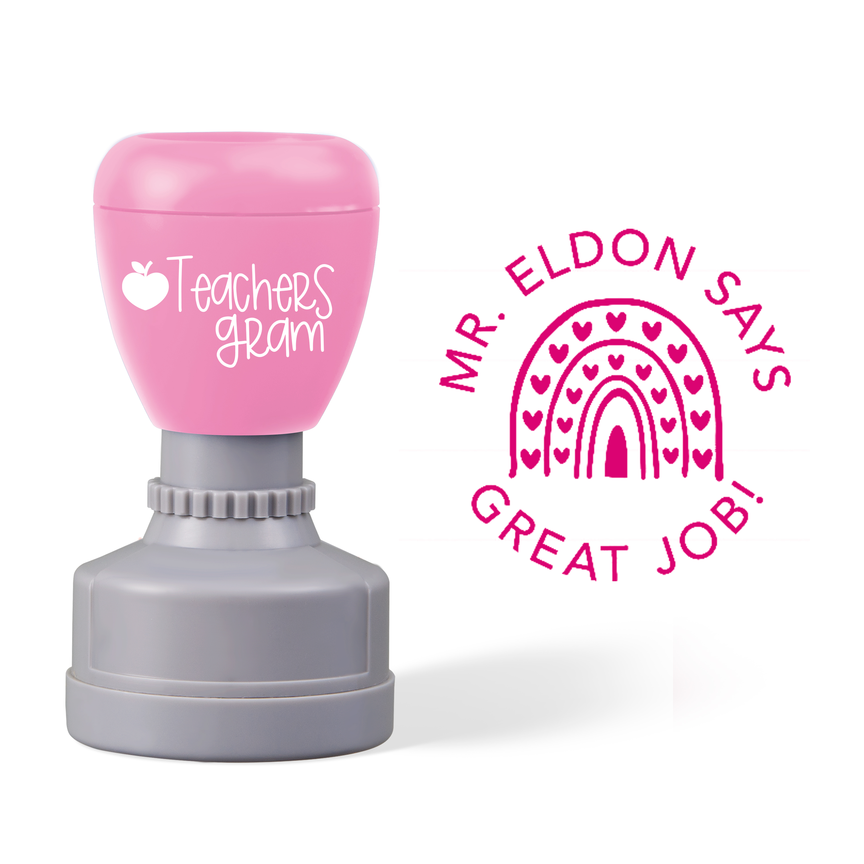 Personalized Name Great Job Love Rainbow Teacher Stamp
