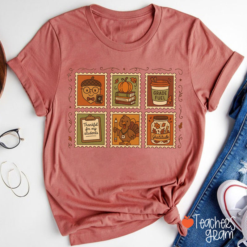 Retro Stamp Thankful For My Students Teacher T-Shirt