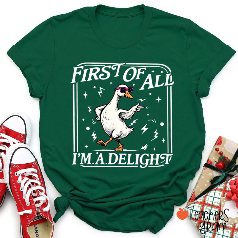 Silly Goose First Of All I'm A Delight Teacher T-Shirt