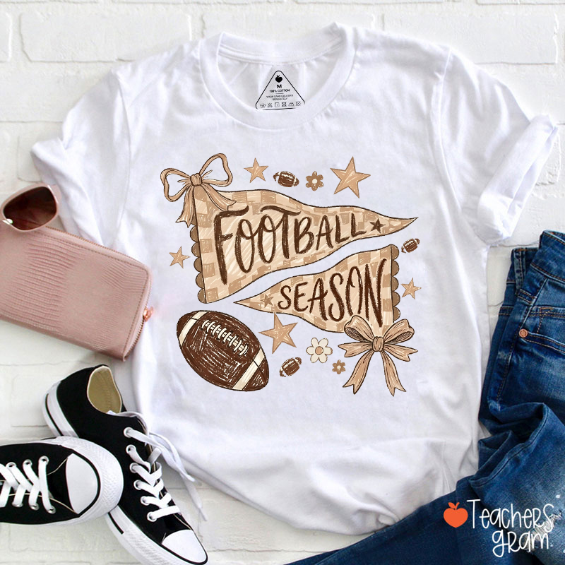 Personalized Game Day Pennant Bow Sport Teacher T-Shirt