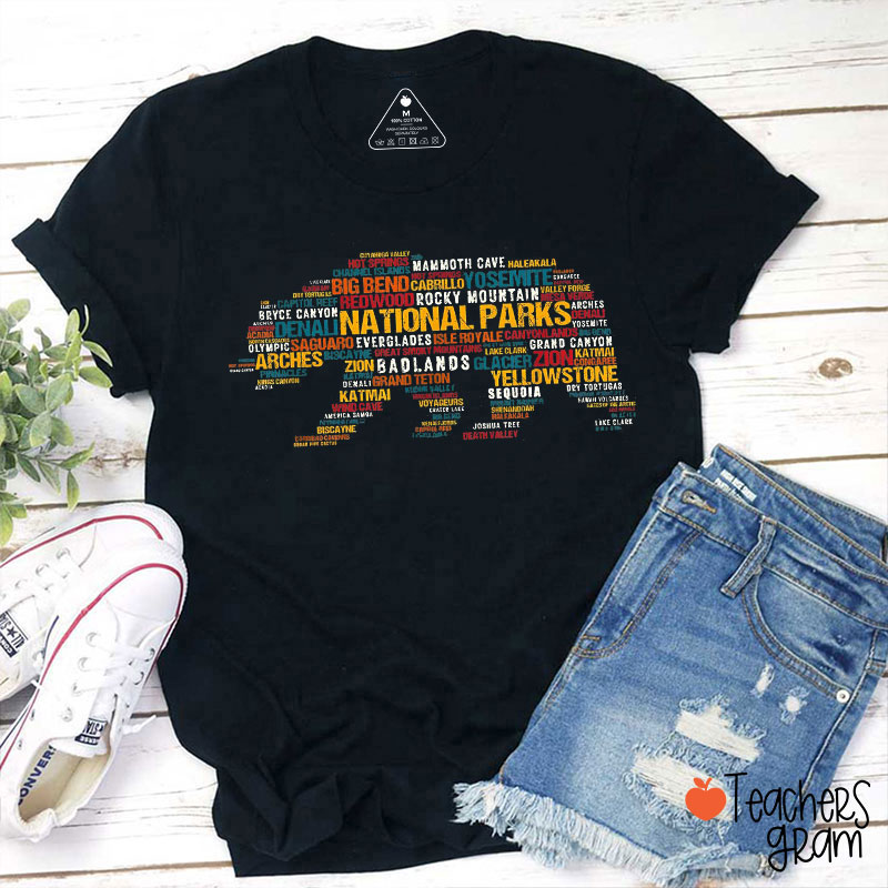 Support National Park Bear Teacher T-Shirt