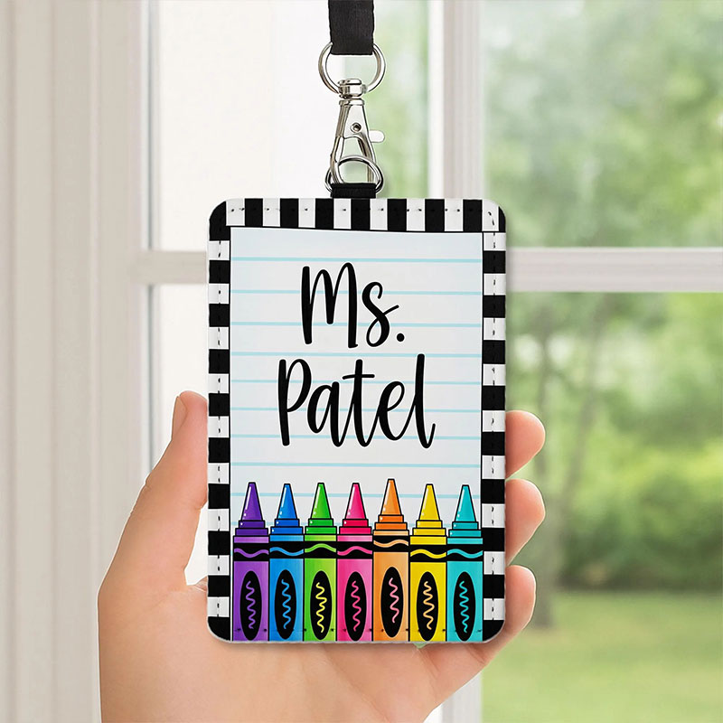 Personalized Colorful Crayon Teacher Card Holder