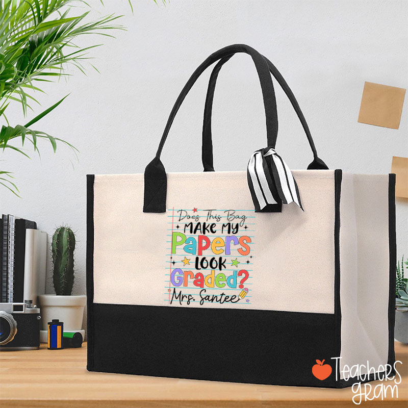 Personalized Does This Bag Make My Papers Look Grade Teacher Cotton Tote Bag