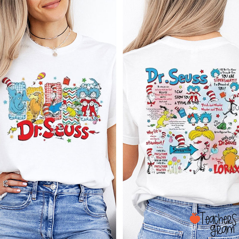 Characters In Children's Books Teacher Two Sided T-Shirt