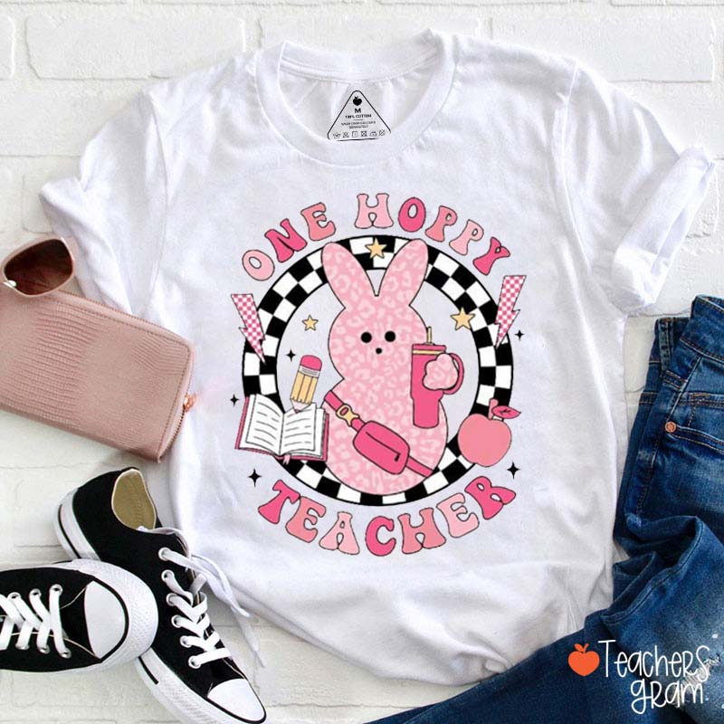 Pink Leopard One Hoppy Teacher Tee