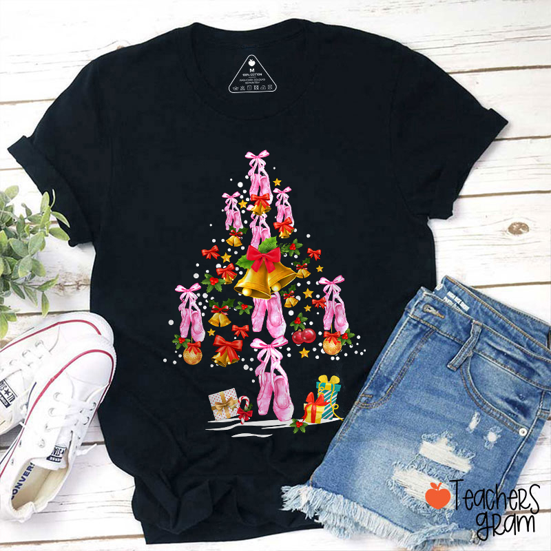 Ballet Shoes Christmas Tree Teacher T-Shirt
