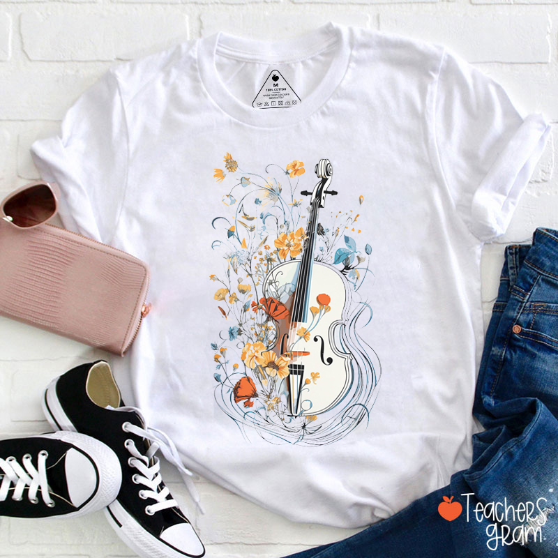 Wildflower Cello Music Teacher T-Shirt