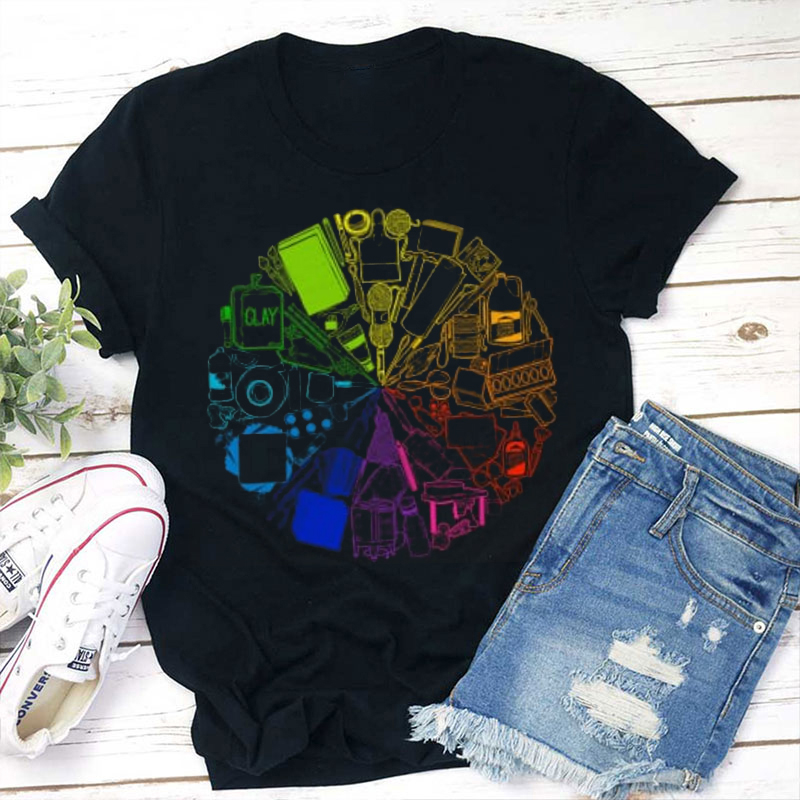 Color Wheel Of 85 Art Supplies Teacher T-Shirt
