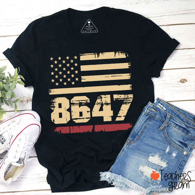 8647 American Flag Teacher T-Shirt