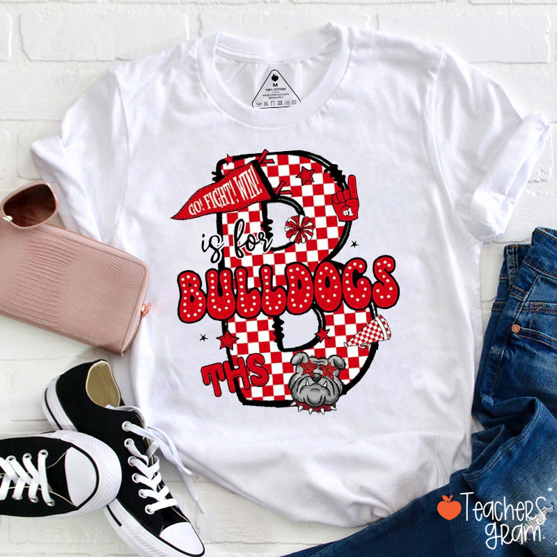 Personalized Mascot Checkered Pennant Teacher T-Shirt