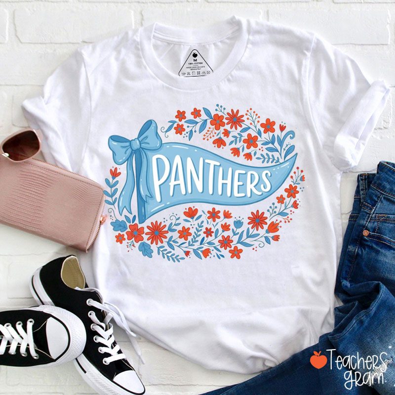 Personalized Mascot Watercolor Pennant Flower Teacher T-Shirt