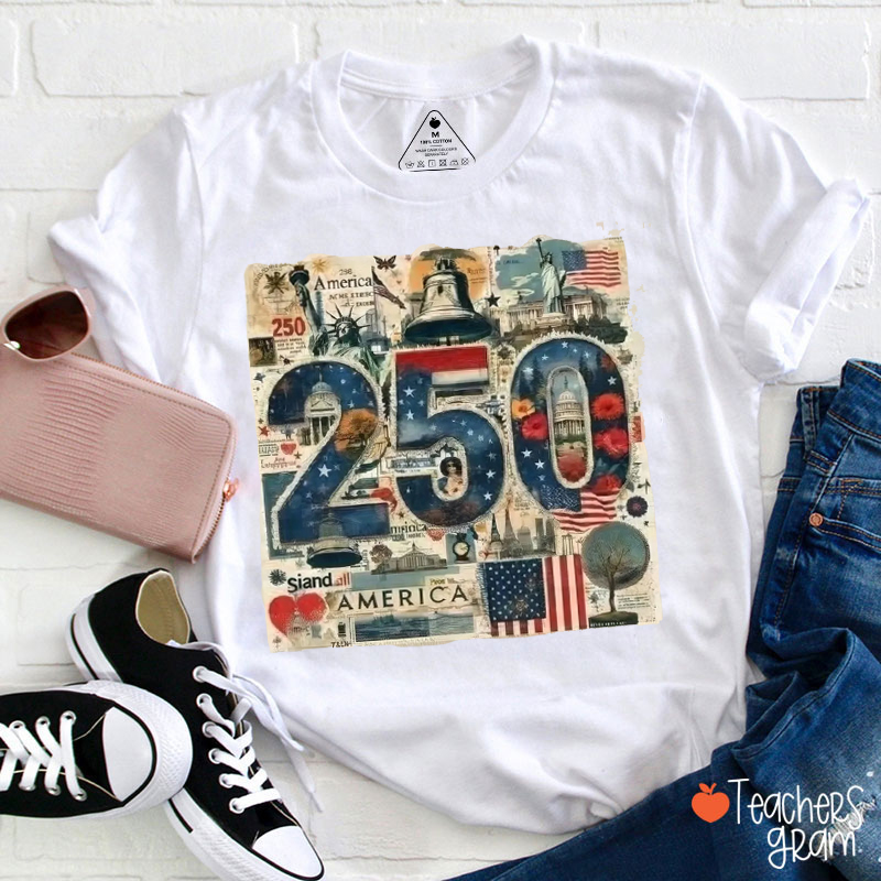 USA Post Stamp America 250 Years Teacher T-Shirt