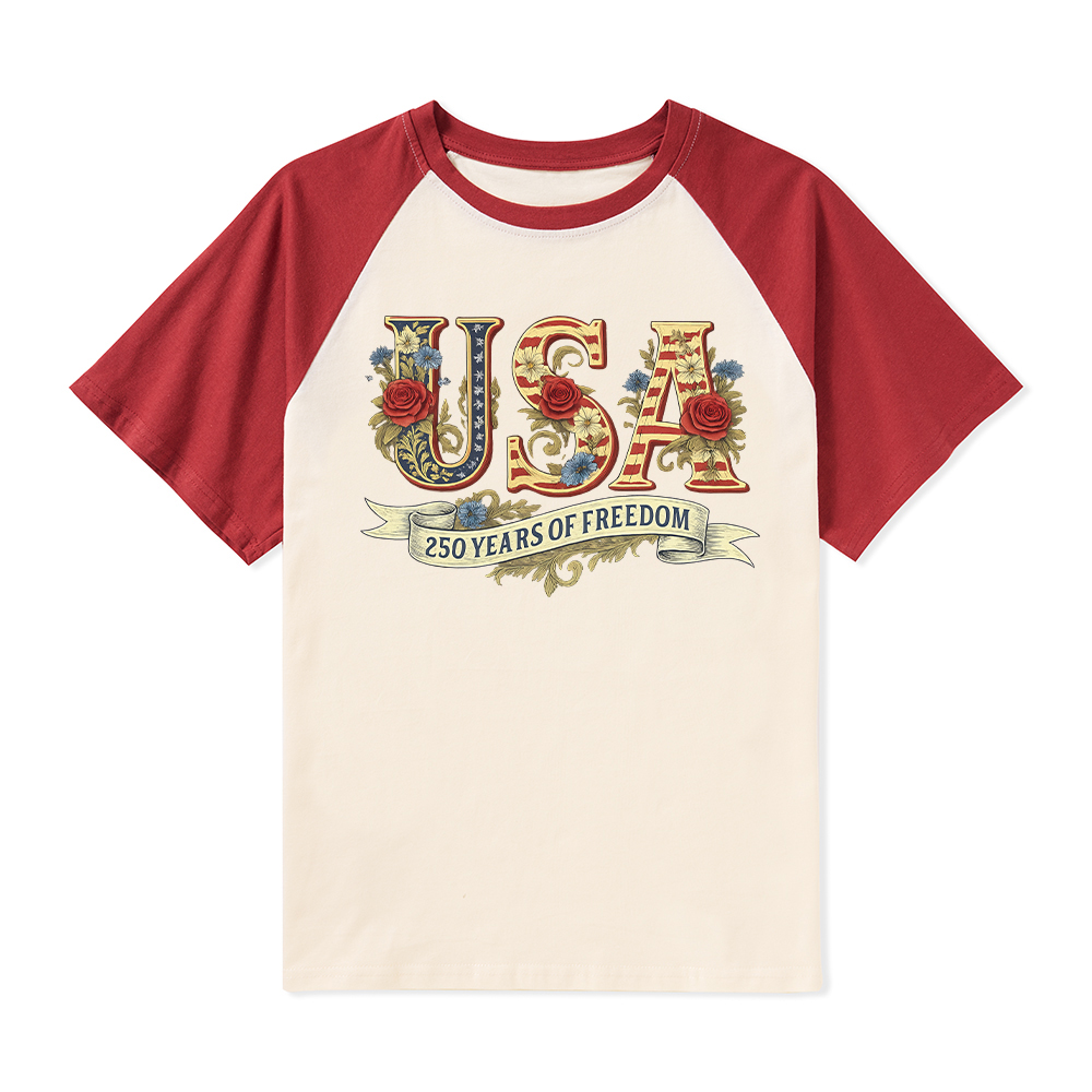 Usa 250 Years Of Freedom Teacher Raglan T-Shirt