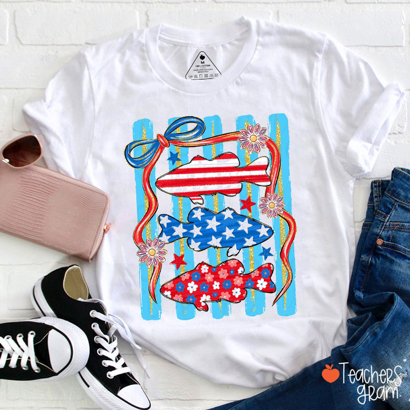 America Bow Sea Fish Teacher T-Shirt
