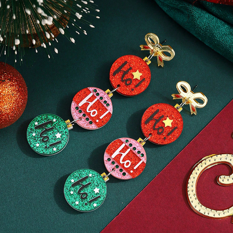 Ho Ho Ho Christmas Ball Teacher Acrylic Earrings