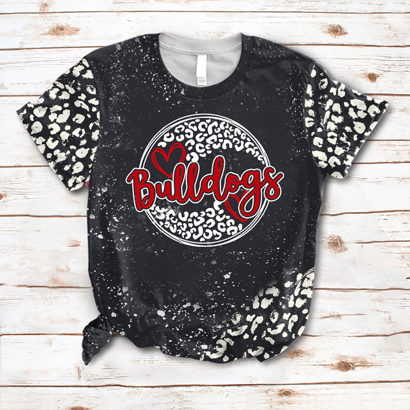 Personalized School Mascot Leopard Circle Teacher Printed T-Shirt